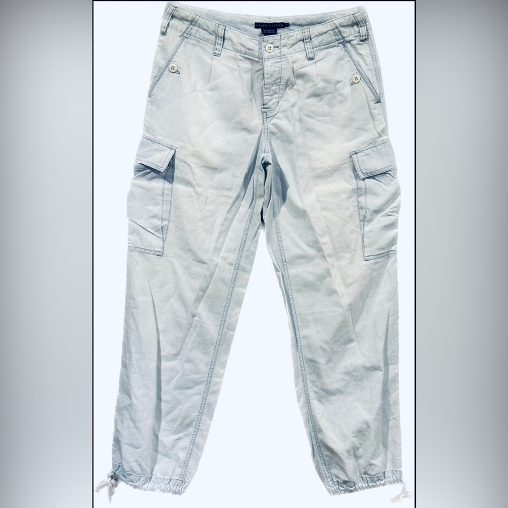 Blue Label - Ralph Lauren light faded wash drawstring cargo pant 6